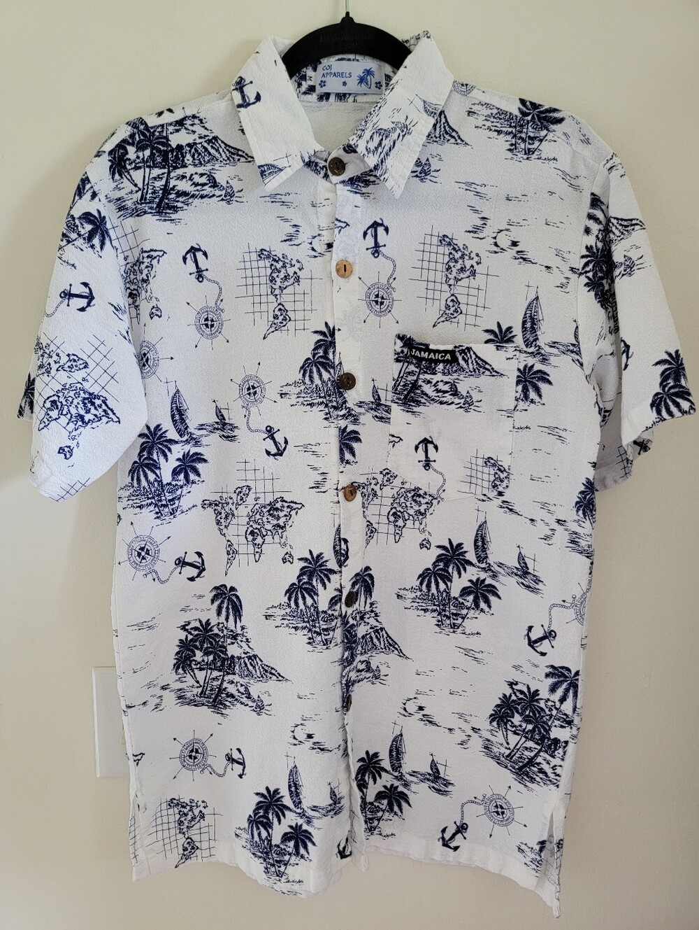 🏷️ Like New COJ Apparels Jamaica Hawaiian Button-Up Shirt Sz M